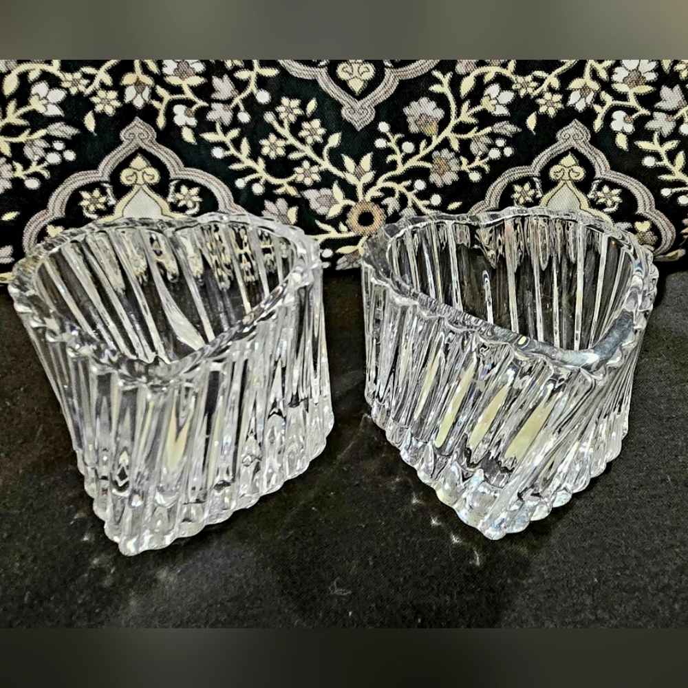 Waterford Lead Crystal Marquis Twisted Heart-shaped Votive Candle Holder